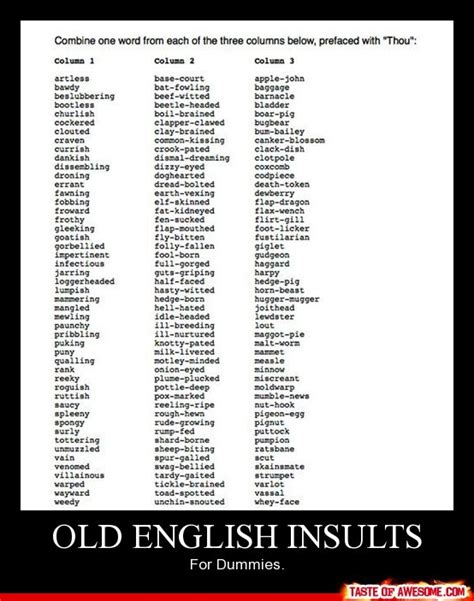 Yokt or. . Old english insults phrases